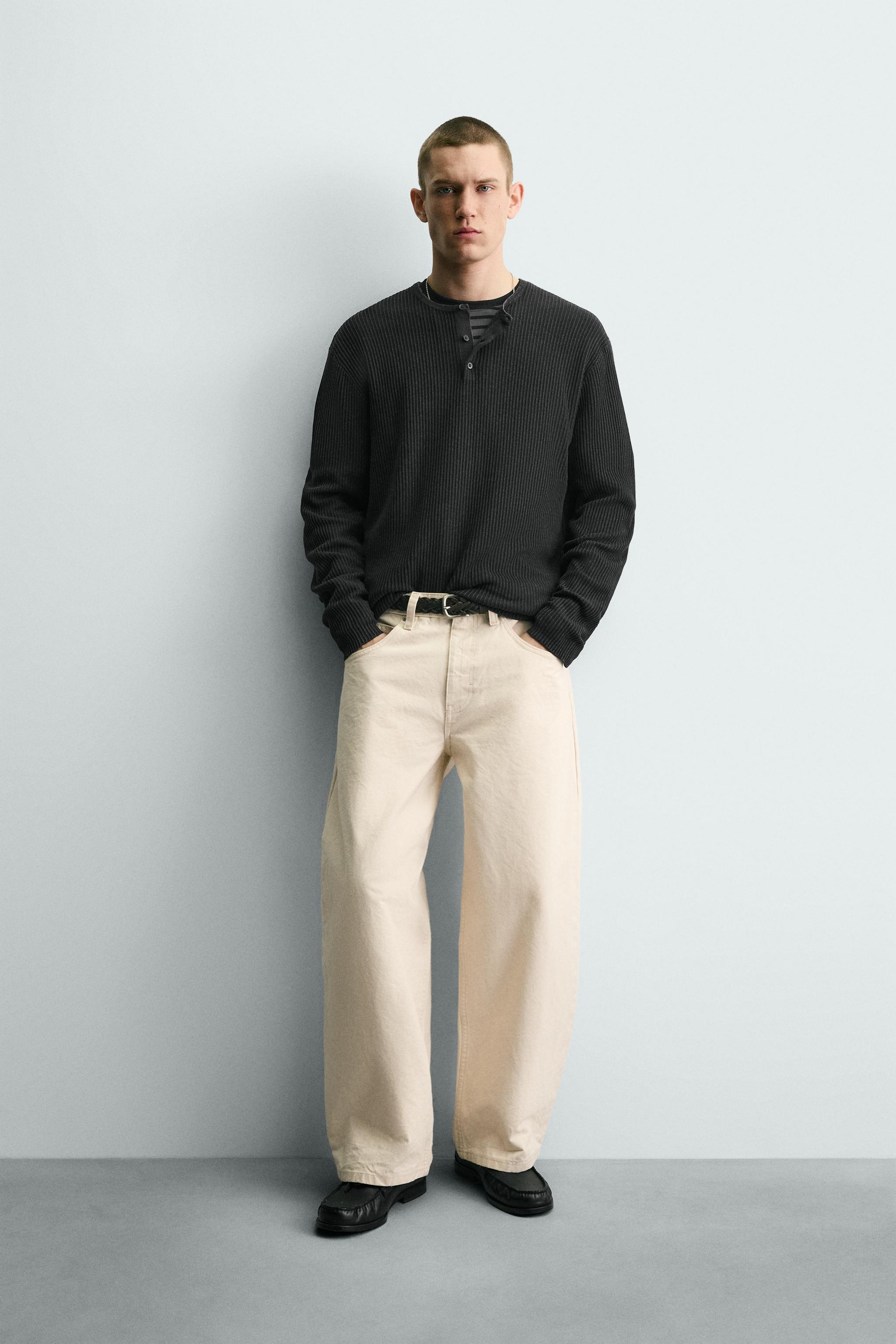 HENLEY NECK TEXTURED JUMPER